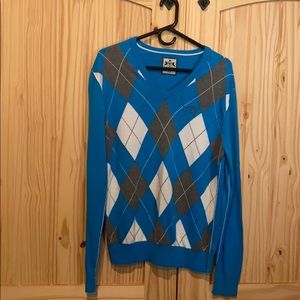 Men’s Express Argyle V Neck Sweater - Medium